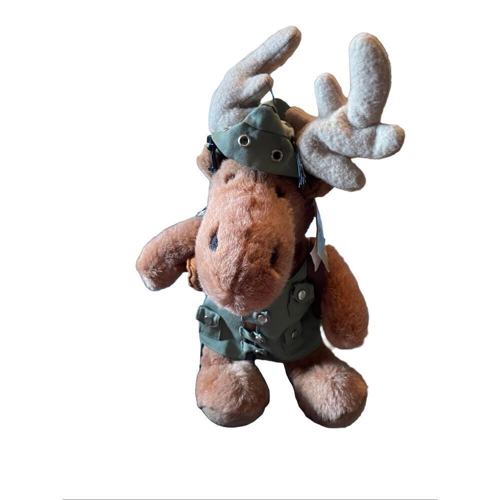 New Papel Giftware Wayne Brown Green The Ultimate Angler Moose Plush Toy 9"